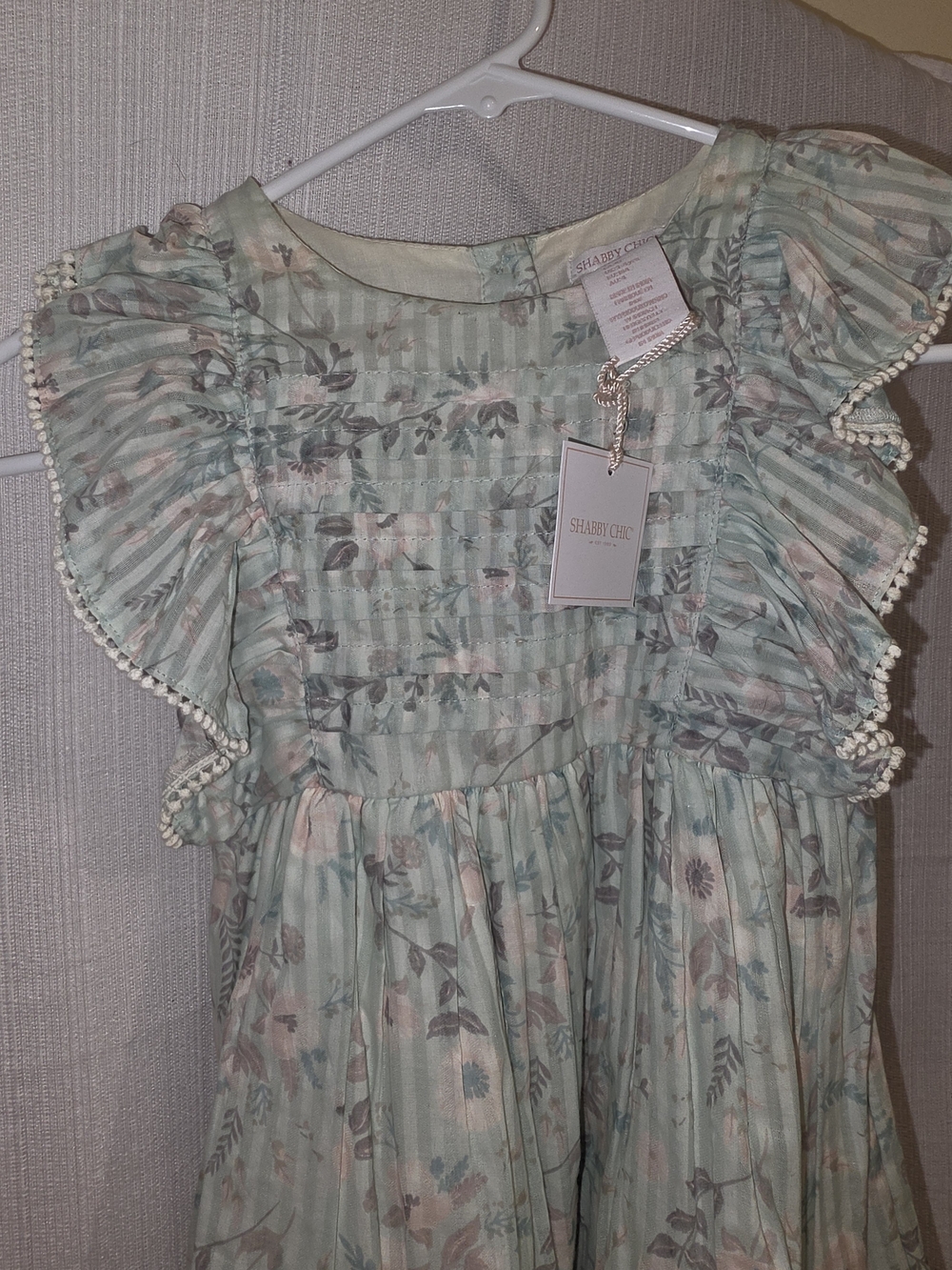 Shabby Chic Floral Ruffle Dress in Mint Green